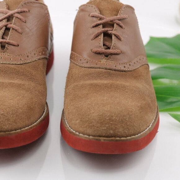 GH Bass Mens Saddle Oxford Size 7.5 Tan Camel Suede Leather Gum Sole Casual Shoe - Picture 2 of 12